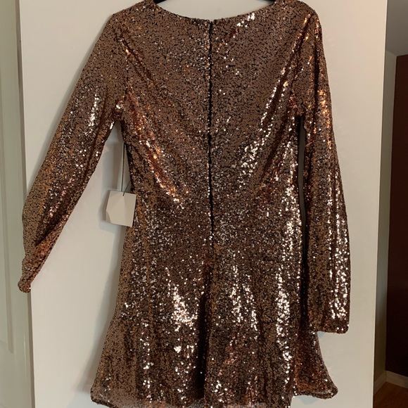 NWT LuLu’s rose gold sequin skater dress - Picture 10 of 10